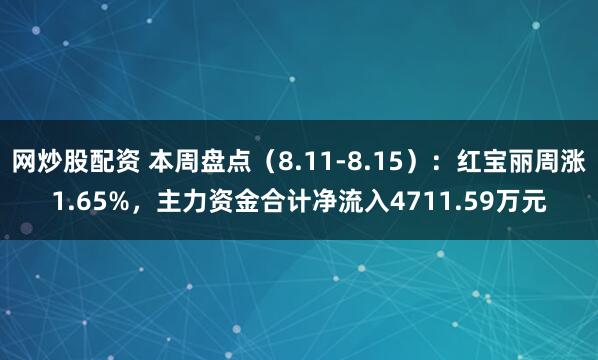 网炒股配资 本周盘点（8.11-8.15）：红宝丽周涨1.65%，主力资金合计净流入4711.59万元